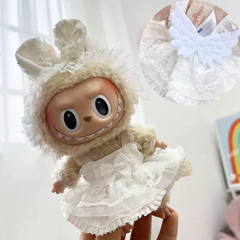 17cm Cute Mini Plush Doll Shark Onesie Clothes Outfit Accessories for Kpop Exo Labubu Dolls