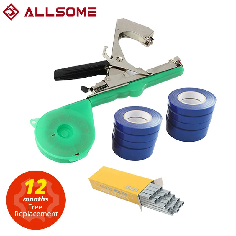 Allsome Garden Tying Machine with 10 Rolls of Tape for Vegetables Grapes Tomatoes Cucumbers Peppers and Flowers