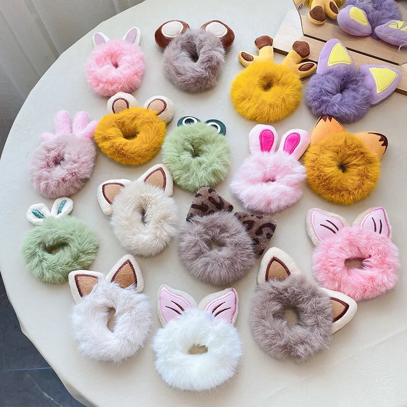 1PC Girl Hair Accessories Plush Rabbit Ears Elastic Hair Rope