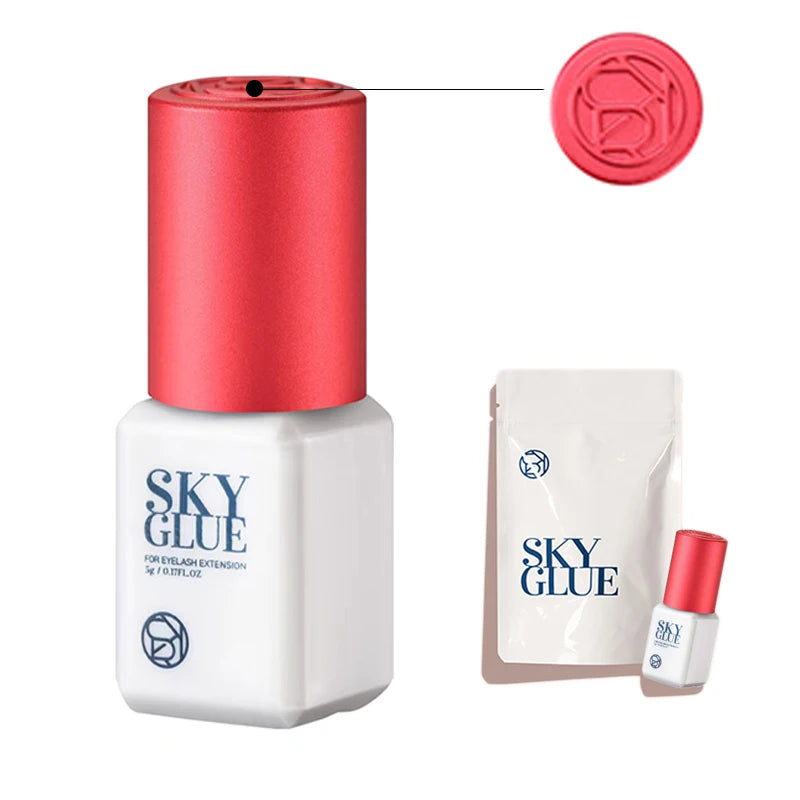5 Bottles SKY S Plus Eyelash Extension Glue 5ml Red Cap Original Korean Adhesive for Professional Use