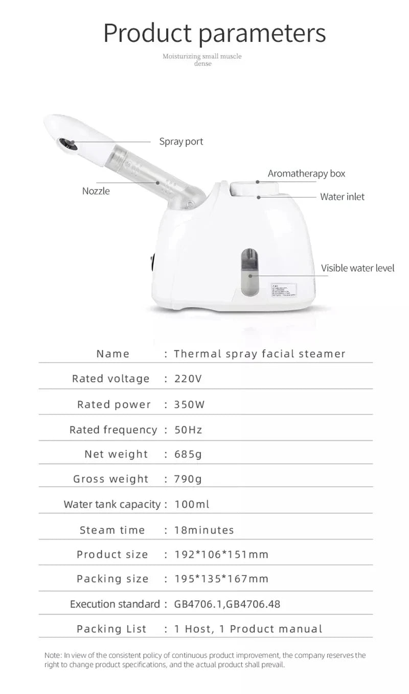Facial Hot Spray Steamer with Extendable Arm for Spa and Moisturizing