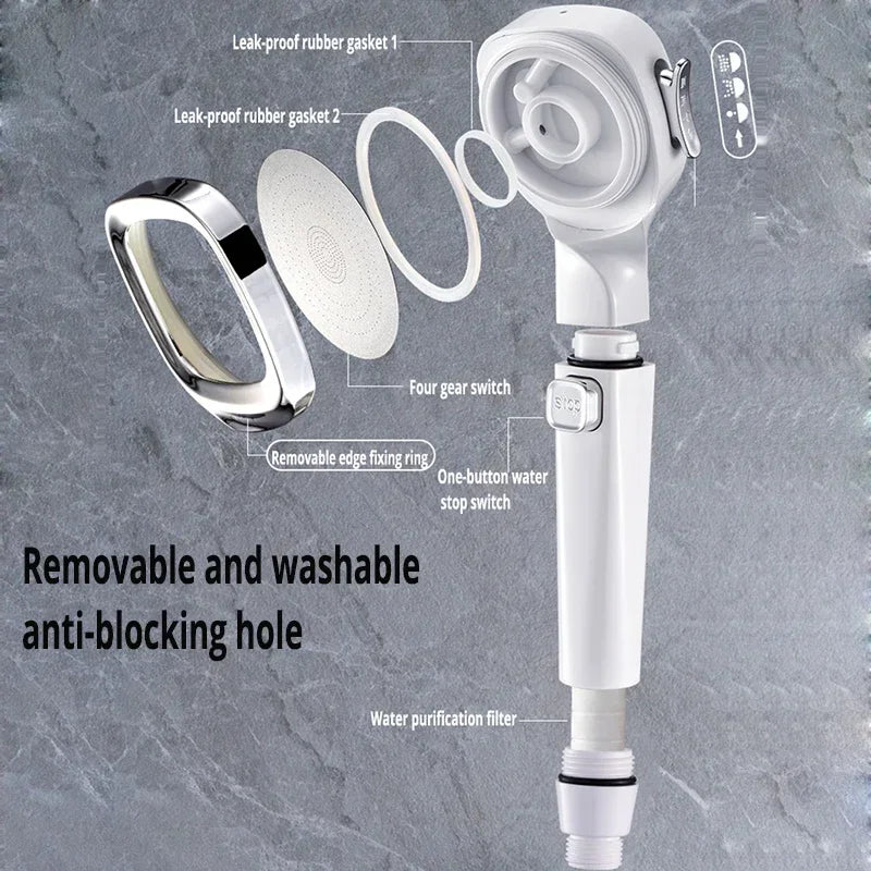 High Pressure Shower Head Water Saving 3 Modes Adjustable Massage Sprayer