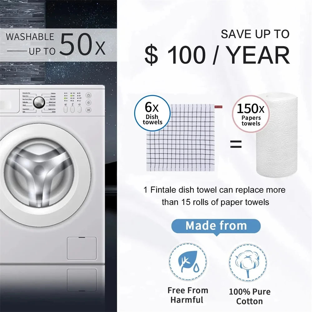 Olanly 100 Percent Cotton Kitchen Towel Super Absorbent Dishcloths for Home Cleaning and Washing Dishes