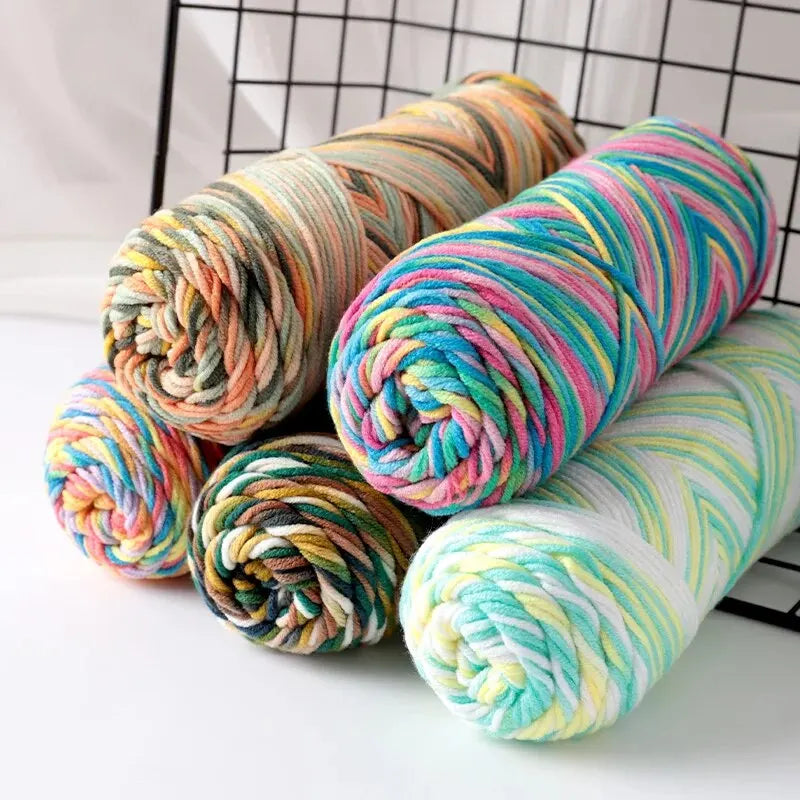 2 PCs Colorful 5-Strand Dyed Milk Cotton Baby Yarn DIY Scarf