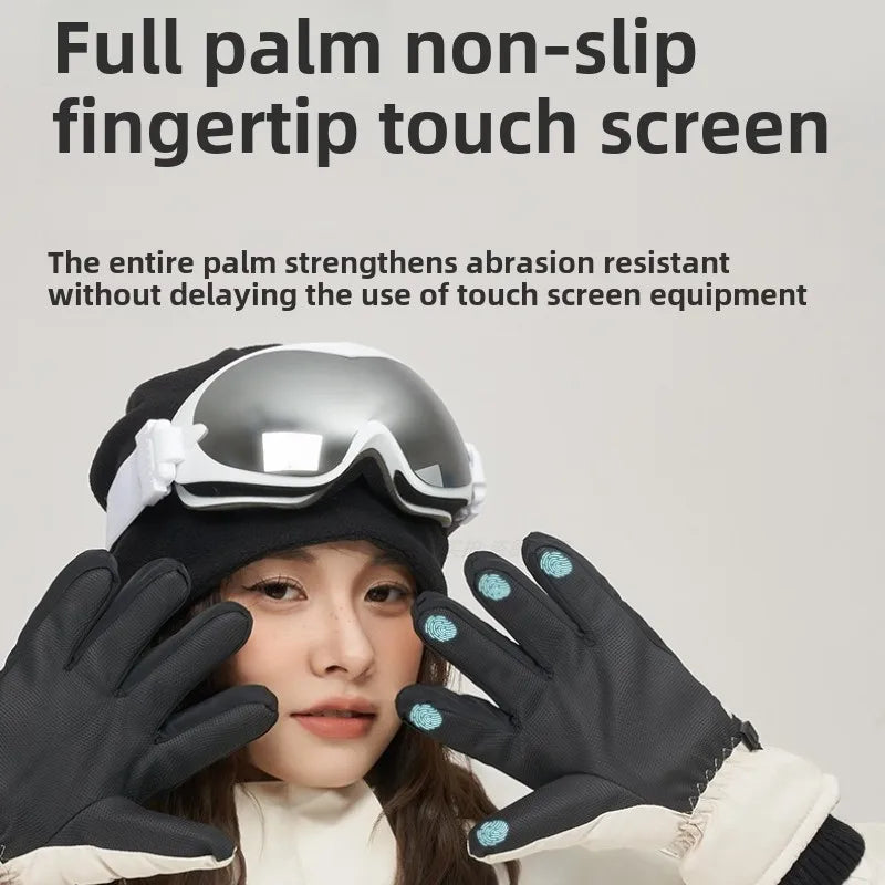 Non Slip Touch Ski Gloves Waterproof Pocket Warm Unisex Snowboard Accessories