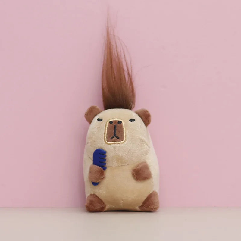 Strawberry Hat Capybara Plush Toy Keychain and Backpack Pendant