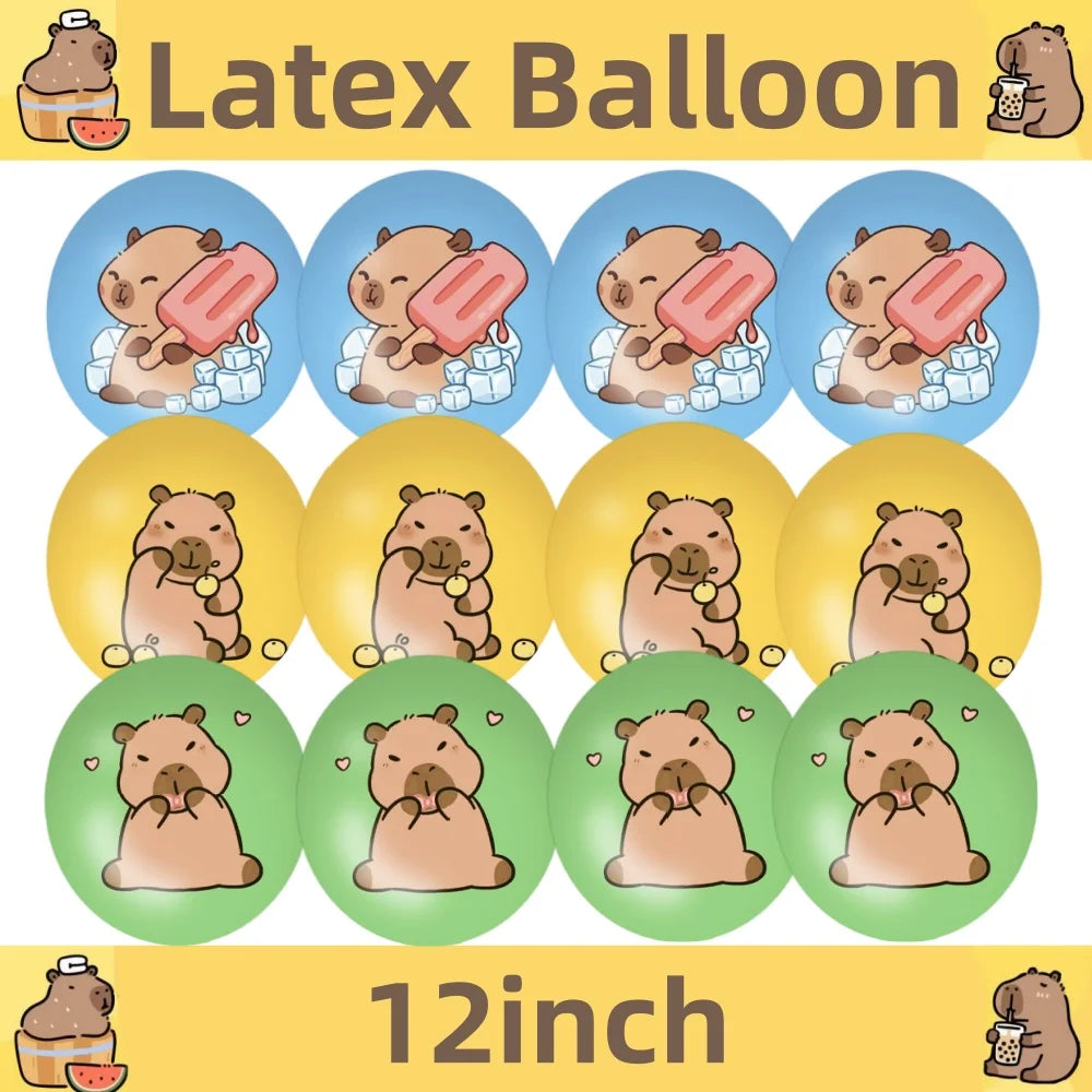 Capybara Birthday Decorations Balloons Cute Tableware Set