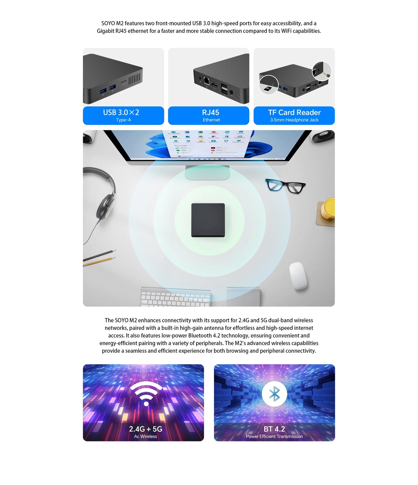 SOYO M2 Mini PC with 6GB RAM, 64GB EMMC, Intel N3350