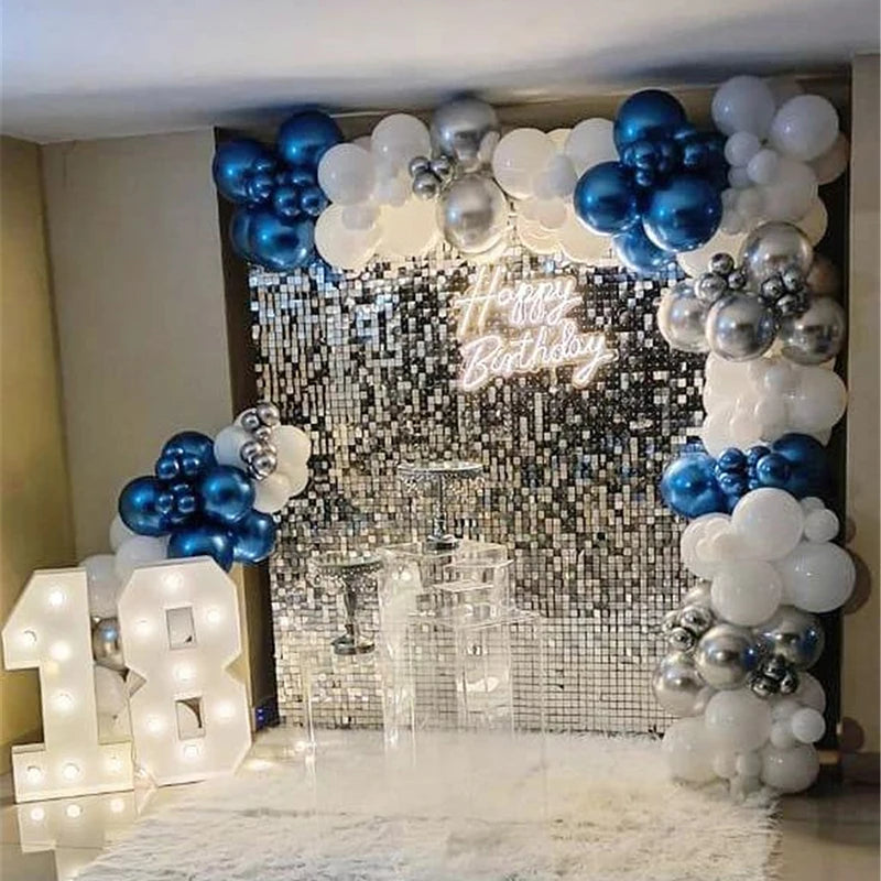 Silver Sequin Wall Backdrop Panels Set of 18 for Wedding Bridal Shower and Bachelorette Party Decorations