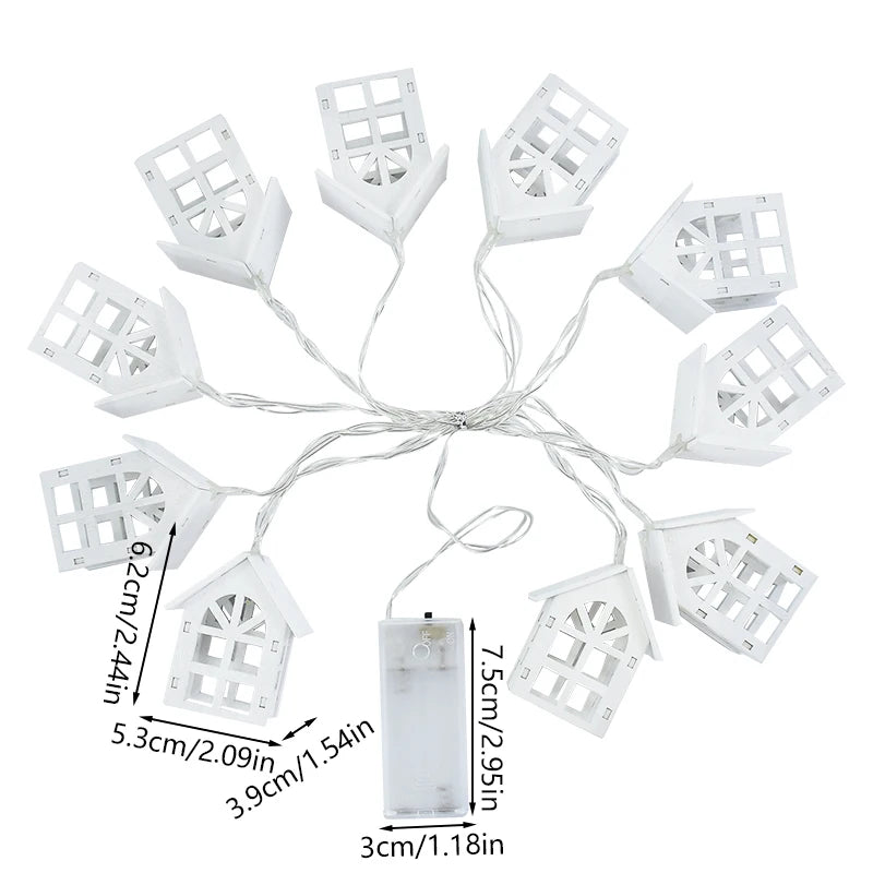 2M 10LED Wooden House LED Fairy Light String for Christmas Home Decor and Tree Ornaments