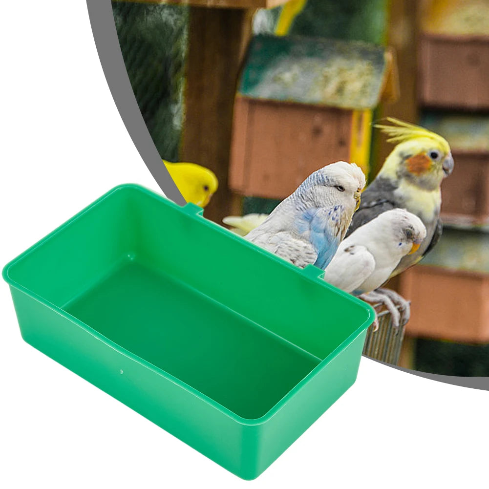 Bird Water Bath Tub Pet Bird Bowl Parrots Parakeet Birdbath Cage Hanging Plastic Bird Pigeons Cage Water Food Feeder Bird Pet