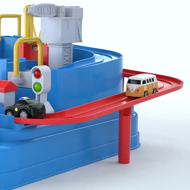 Racing Rail Car Model Educational Toy Set with Interactive Train Tracks for Children Adventure Game