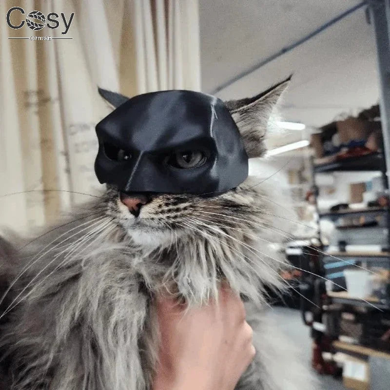 Bat Cat Avenger Mask for Halloween, Black Cosplay Hat Cat Funny Toys Cool Superhero Cat Masks Pet Supplies Photos Props