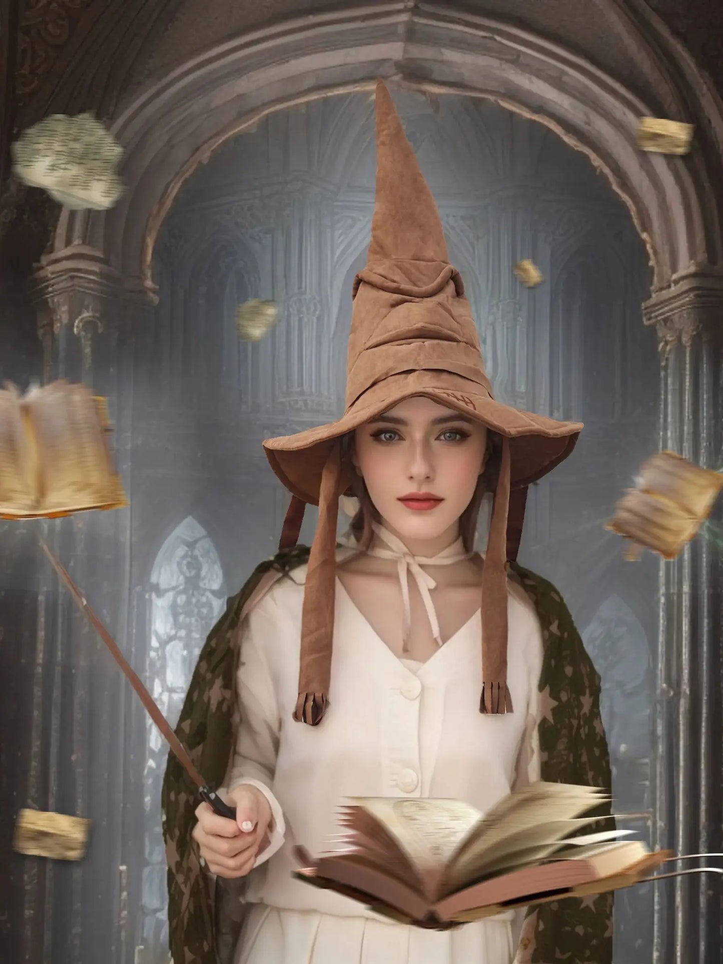 Witch Wizard Sorting Hat Leather Halloween Costume Accessory for Men and Women Cosplay Party Prop