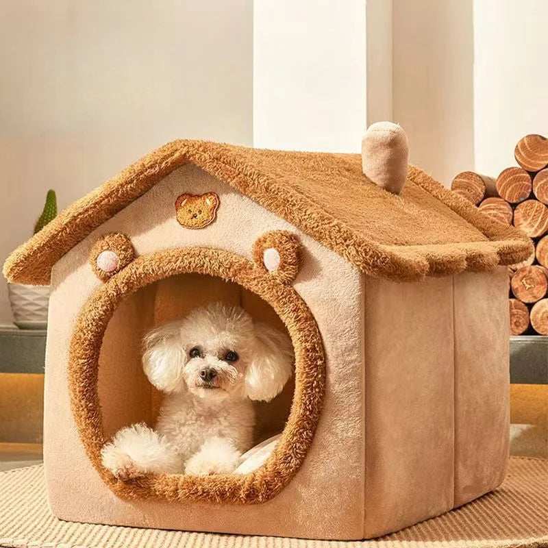 All Seasons Warm Washable Cat Dog House Soft Pet Bed Kennel for Small Medium Pets Durable Cozy Cushion