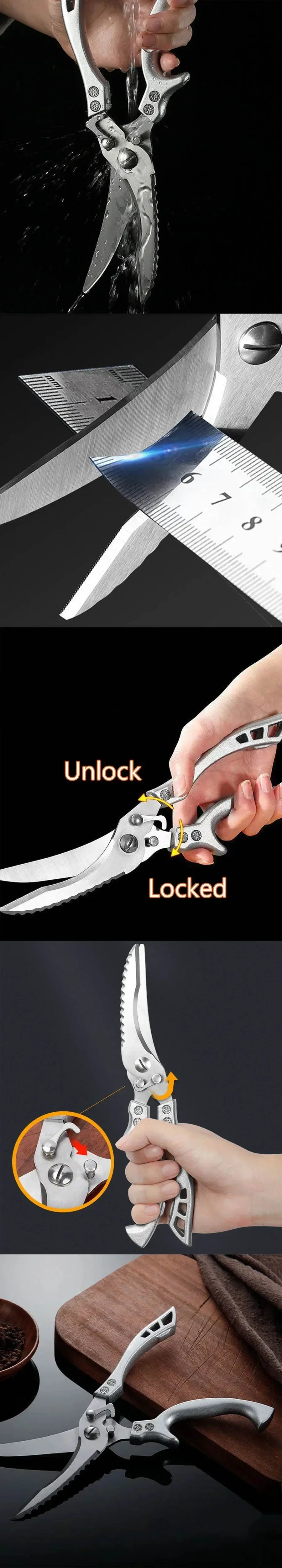 Multipurpose Stainless Steel Kitchen Scissors Ultra Sharp for Chicken Fish and Bone Cutting