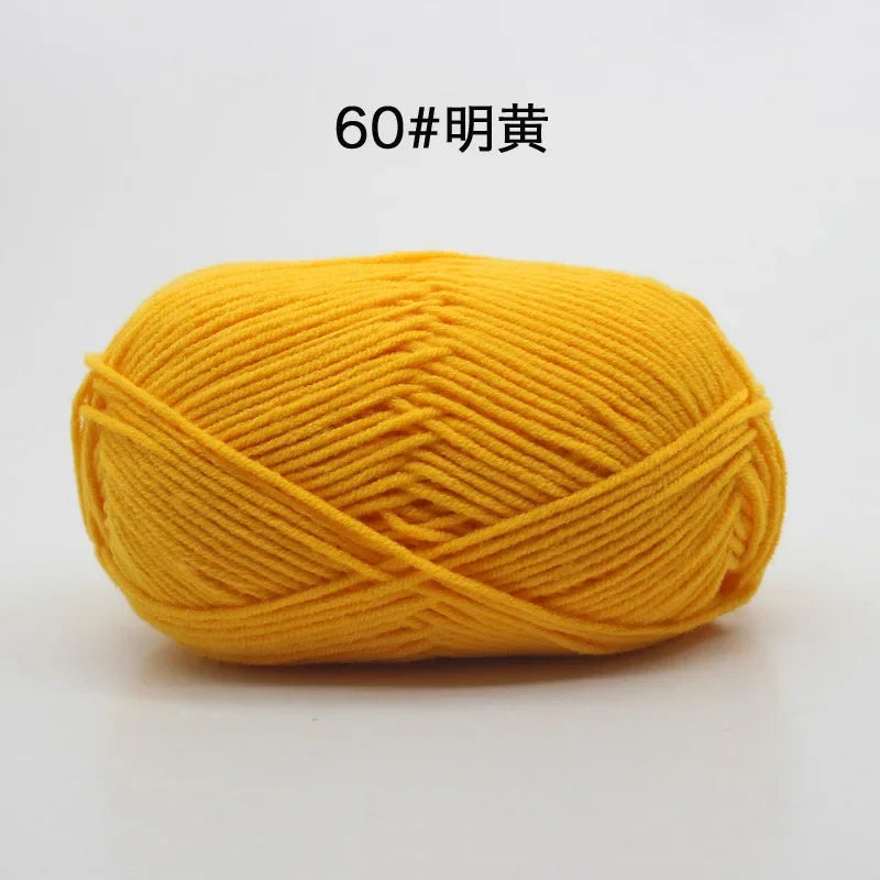 Likeecords 4-Strand Milk Cotton Yarn 60g Soft Baby Yarn for Knitting and Crochet