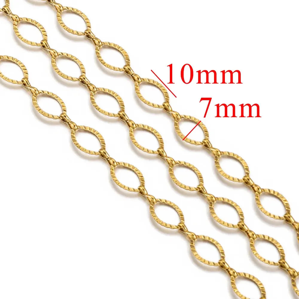 1 Meter Stainless Steel Chunky Hip Hop Gold Color Chains DIY Jewelry