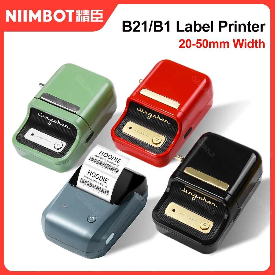 Niimbot B21 B1 Wireless Thermal Label Printer with Self-Adhesive Labels and 5 Roll Set for Efficient Organization