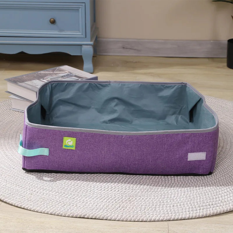Semi Enclosed Cat Litter Box, Portable Waterproof Oxford Cloth