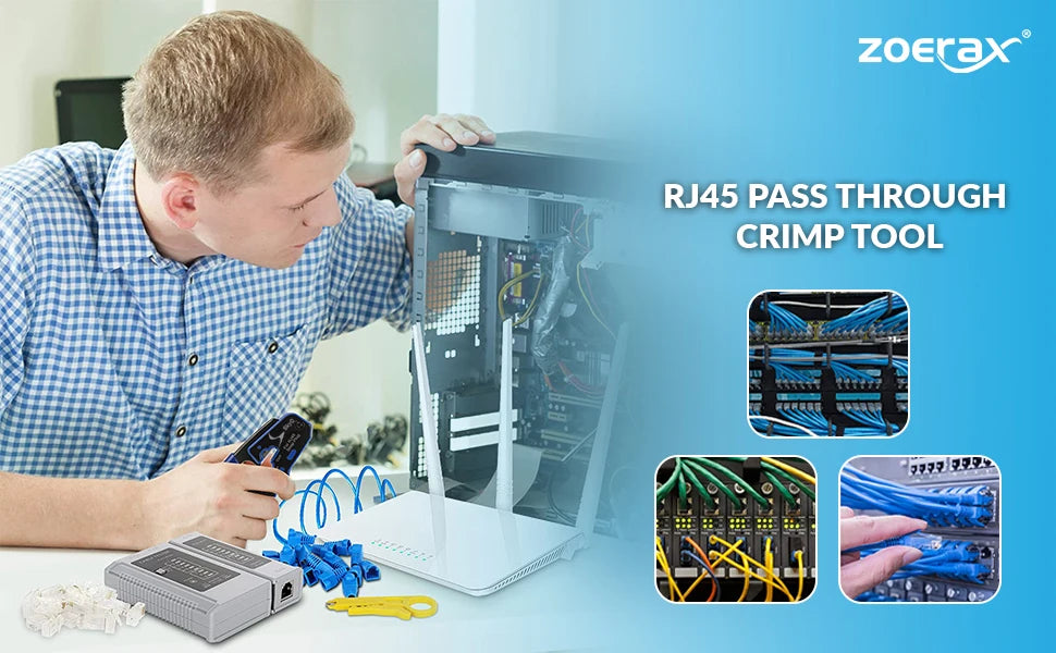 ZoeRax RJ45 Crimp Tool Pass Through Cutter for Cat6 Cat5