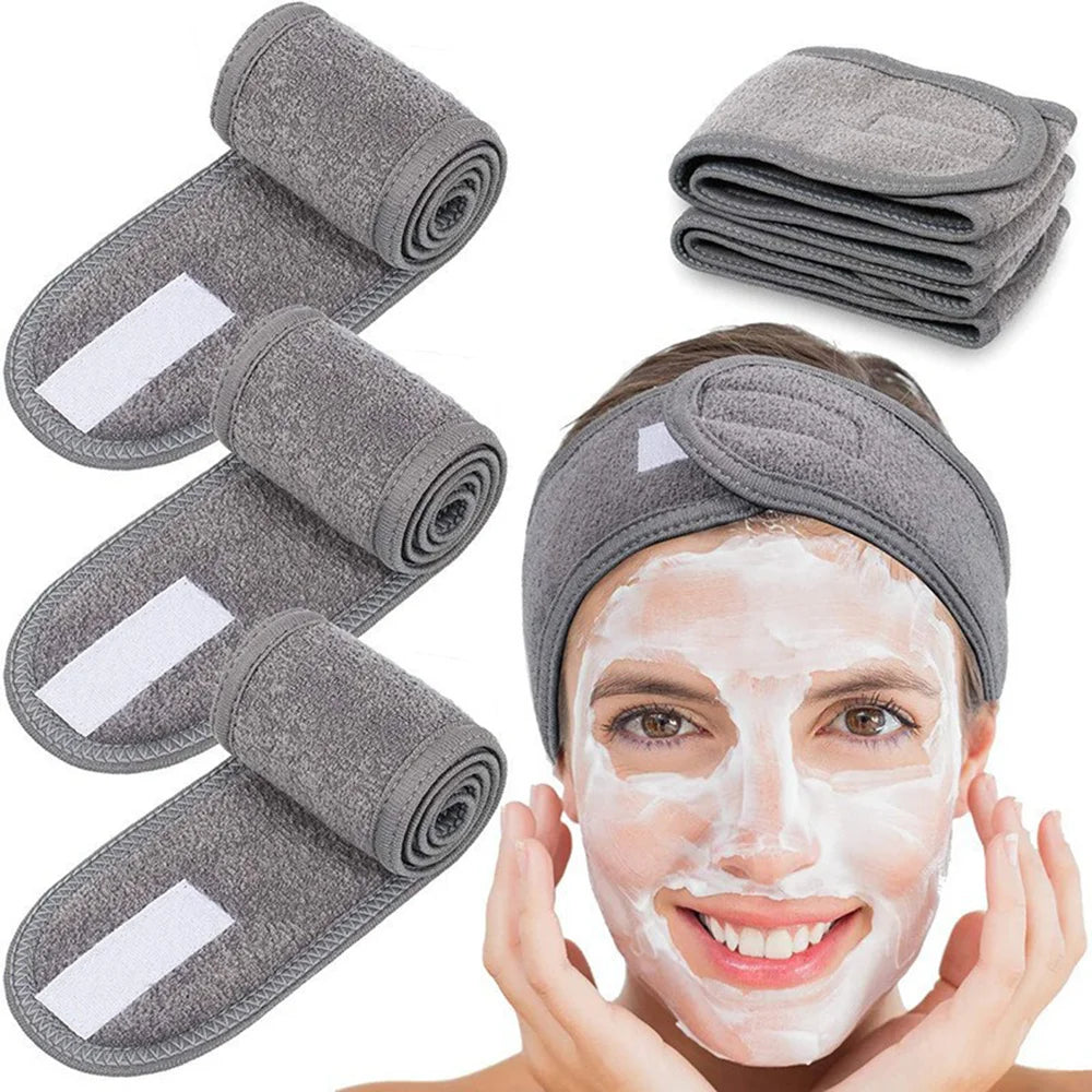 1pc Adjustable Head Band Hairband with Mask Brush for Makeup and Spa