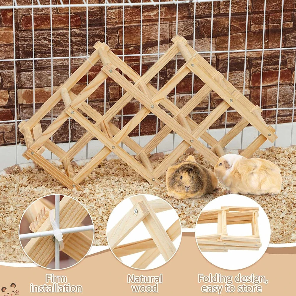 1pc Wooden Climbing Toys Natural Pet Cage Accessories Climbing Ladder Hanging Rodent Toy for Pet Hamster in Cage Playing Chewing