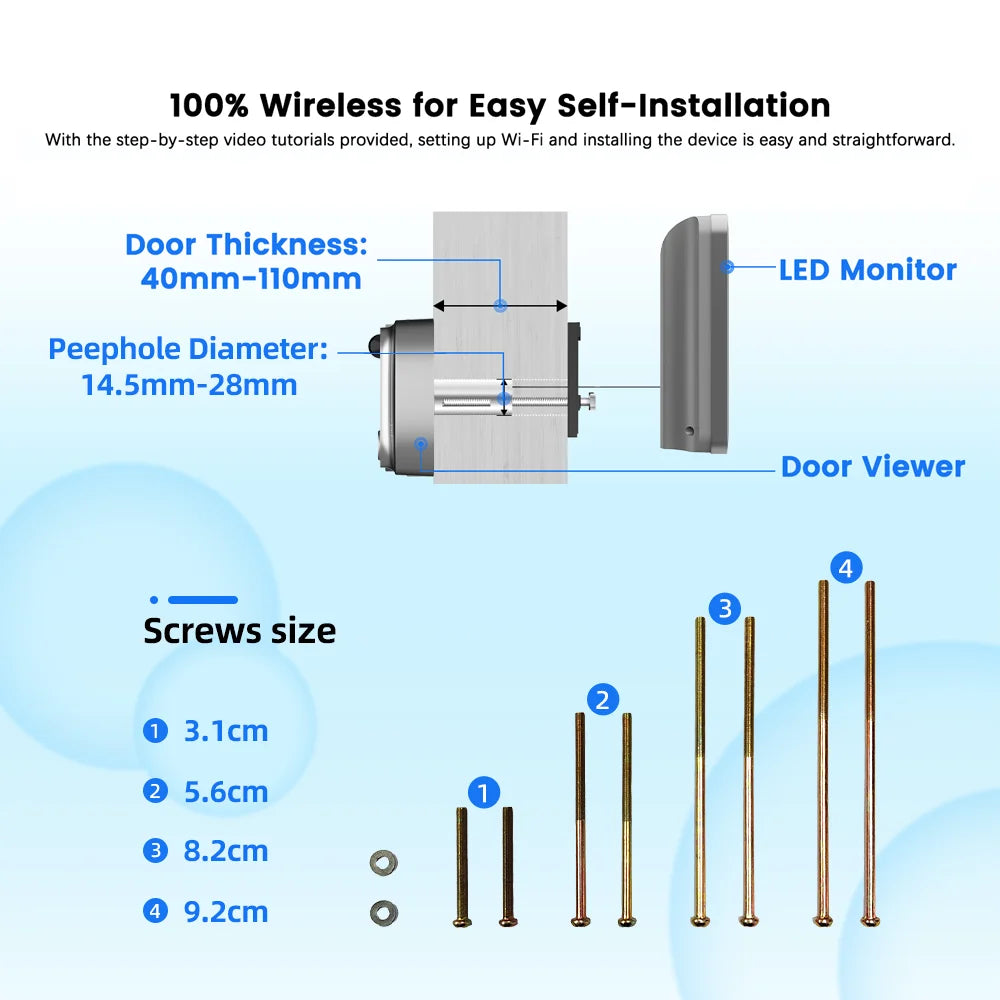 Mini WiFi Tuya SmartLife APP 3MP Digital Peephole Eye Viewer Night Vision PIR Motion Detection Cat Eye Door Camera Alexa Google