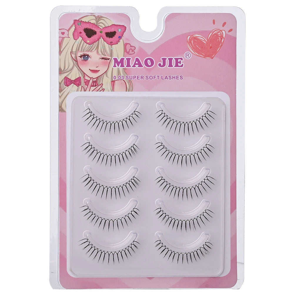 MJ 5 Pairs Natural Transparent Stem Fairy False Eyelashes