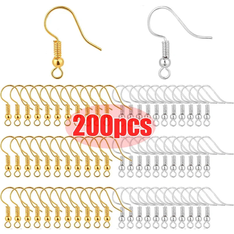 100/200pcs DIY Earring Findings Stainless Steel Hooks Hypoallergenic Earwires