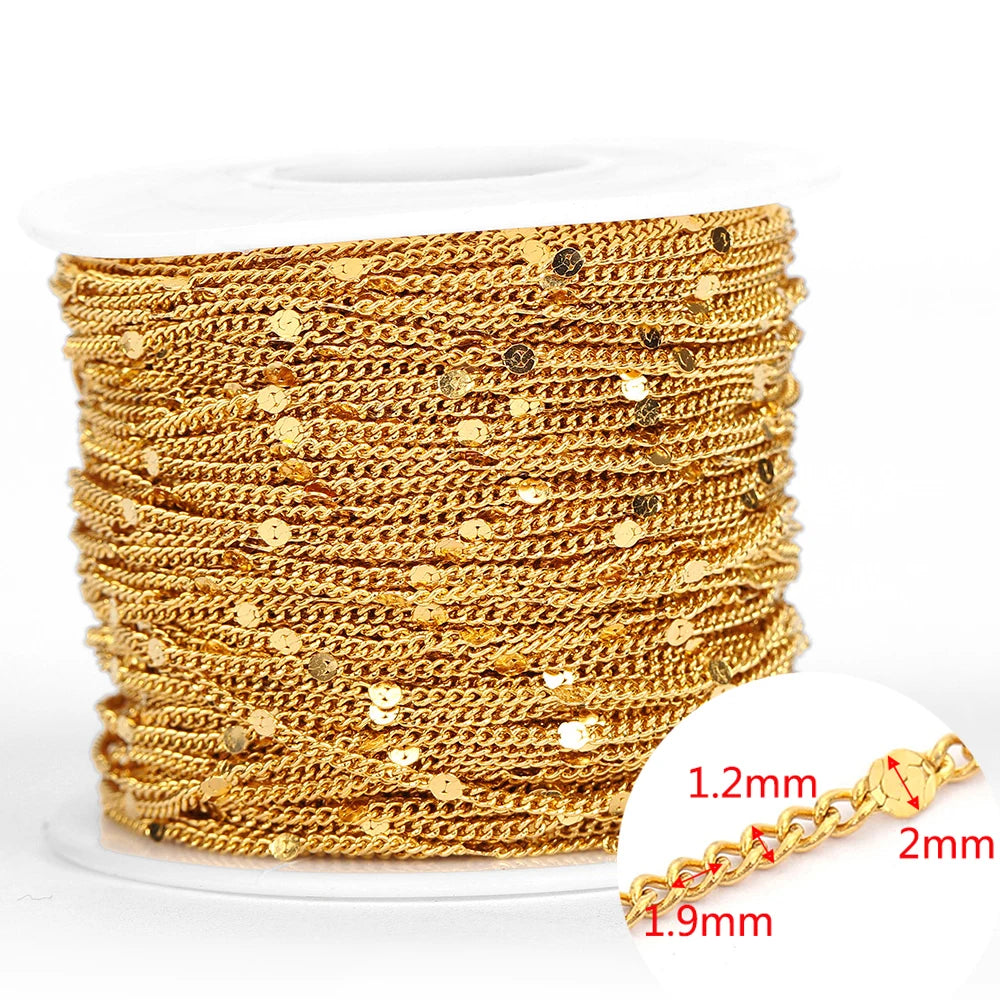2Meters Stainless Steel Link Cable Gold Chains for DIY Jewelry