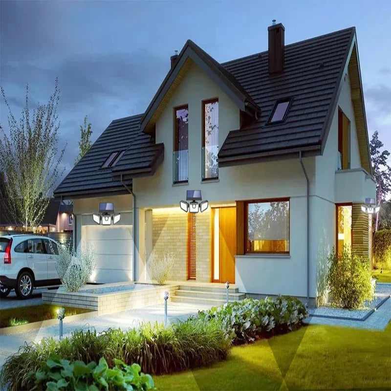 Solar Lights Outdoor Motion Sensor Human Induction IP65 Waterproof Adjustable Head Wall Lamp