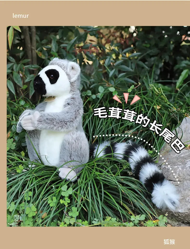 28cm Wild Lemur Plush Stuffed Animal Toy with Short and Long Arms for Kids and Adults