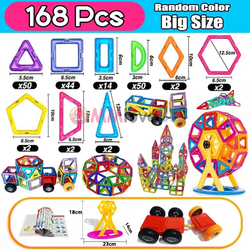 Big Size Magnetic Building Blocks Set for Kids Creative Constructor Toys for Boys and Girls Ages 4 to 12