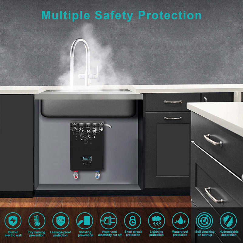Calentador de agua caliente 6500w Calentador de agua instantáneo sin tanque Termostato Calentador de inducción Calentadores eléctricos táctiles inteligentes Ducha automática