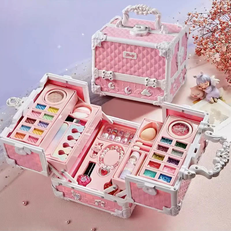 Kids Washable Makeup Kit for Girls Safe Real Cosmetics Set for Toddlers Princess Birthday Gift Toy