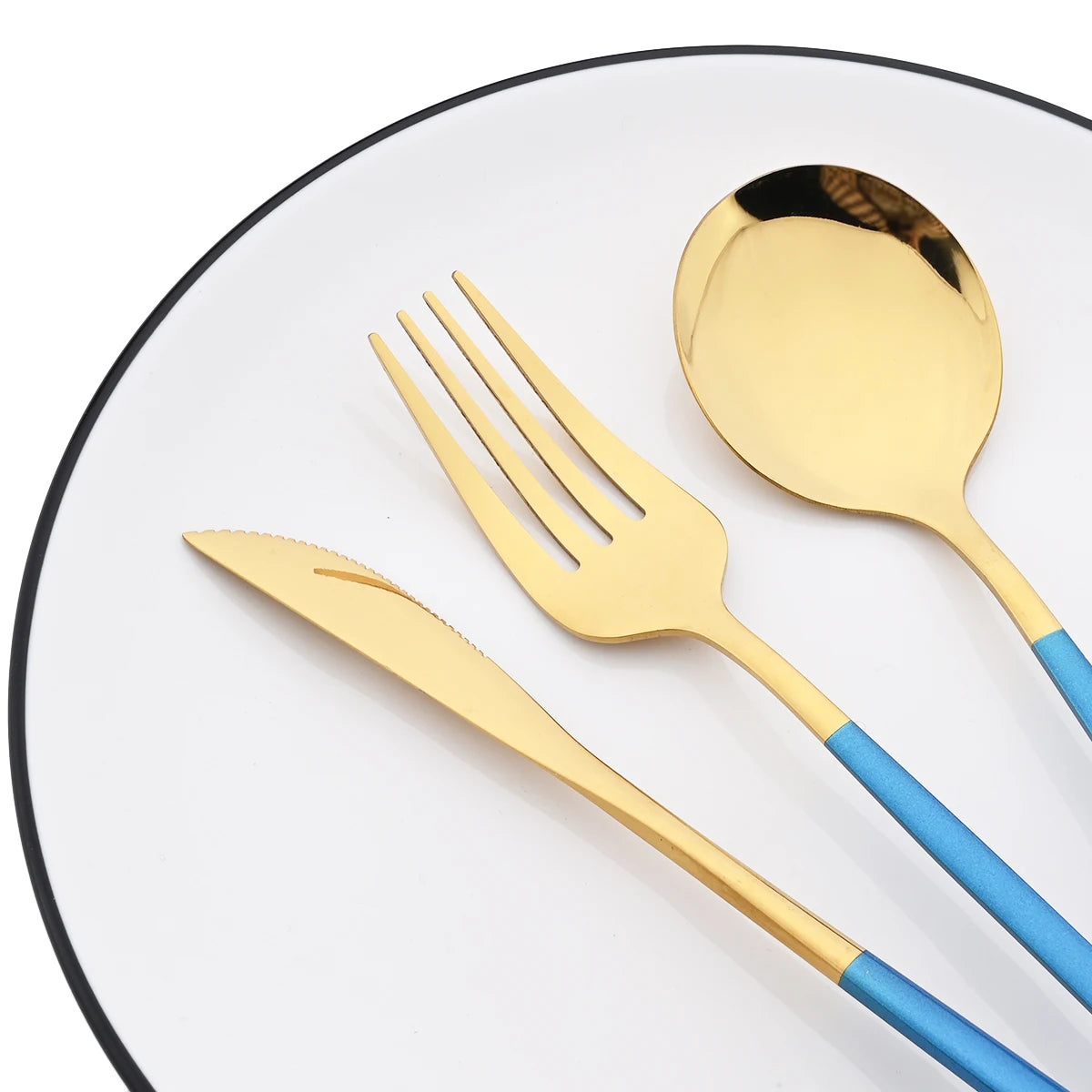 16 Piece Black and Gold Stainless Steel Cutlery Set Elegant Dinnerware Flatware for Home and Special Occasions