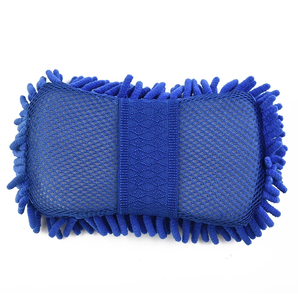 1 Pc Blue Microfiber Chenille Car Wash Sponge Cleaning Tool