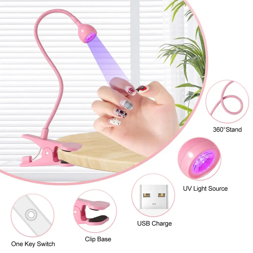UV LED Light for Nails Drying Lamp Mini USB Clip-on Dryer