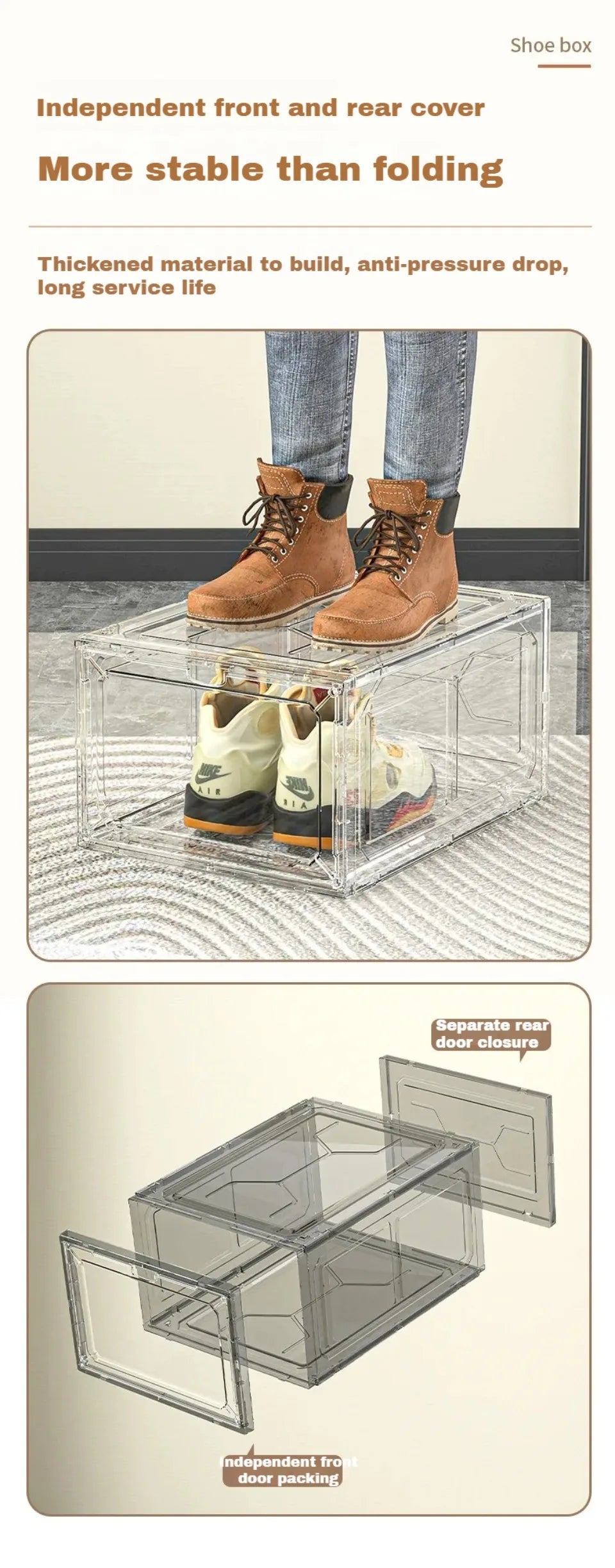 Transparent Shoe Box Magnetic Suction Door Dustproof Storage Box