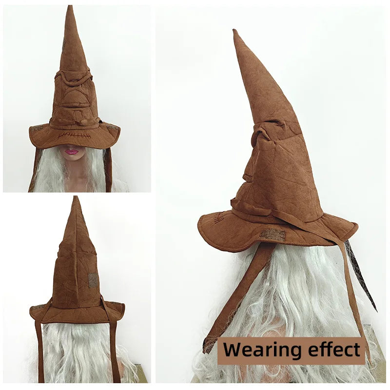 Witch Wizard Sorting Hat Leather Halloween Costume Accessory for Men and Women Cosplay Party Prop