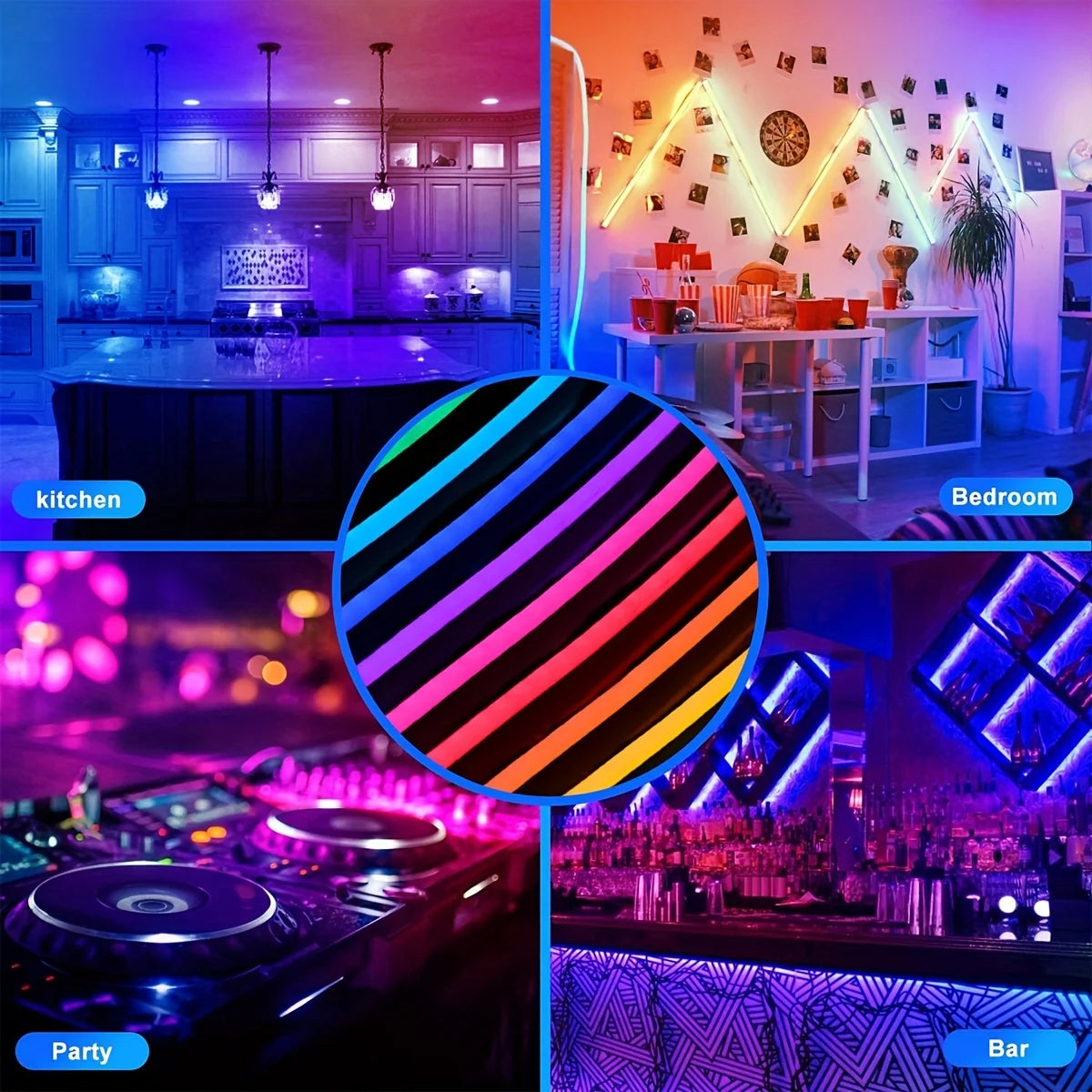Smart LED Strip Lights RGB Neon Sign Tape USB Bluetooth App Remote Control Flexible Backlight Gaming Room Decor