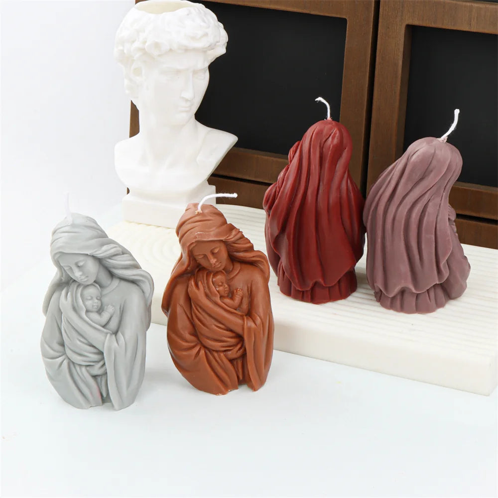Religious Blessed Virgin Mary Candle Silicone Mold for Crafts
