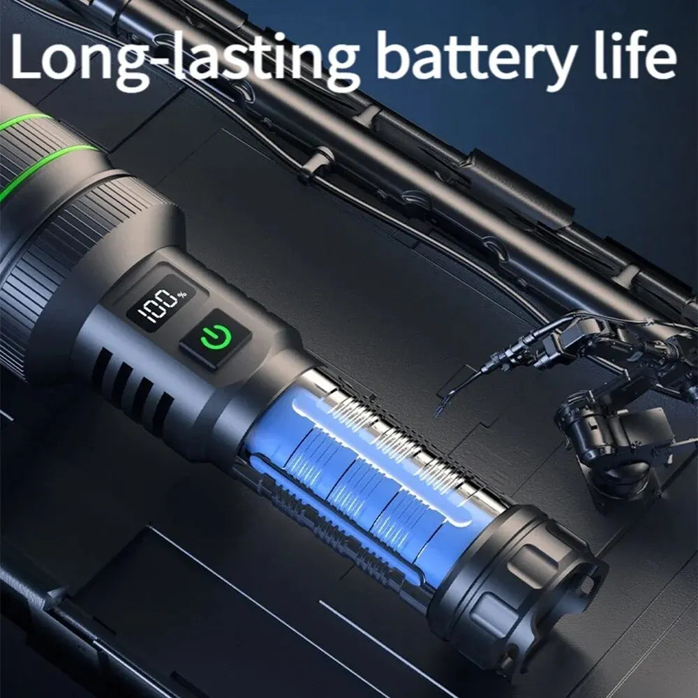 Powerful Rechargeable LED Flashlight with Long Range Zoom for Outdoor Adventures