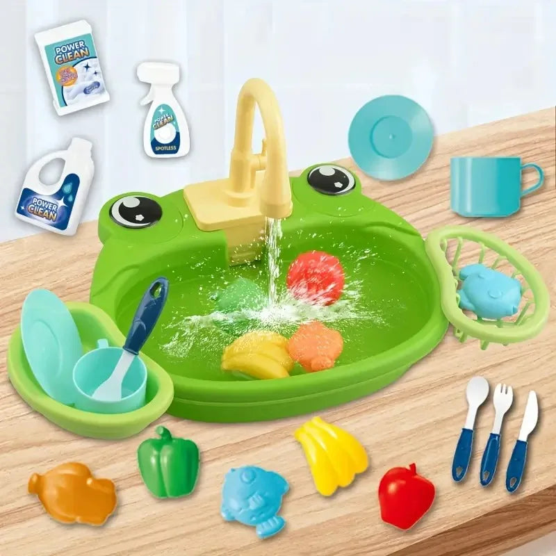 Play House Kitchen Simulation Set with Electric Faucet for Parent-Child Interaction