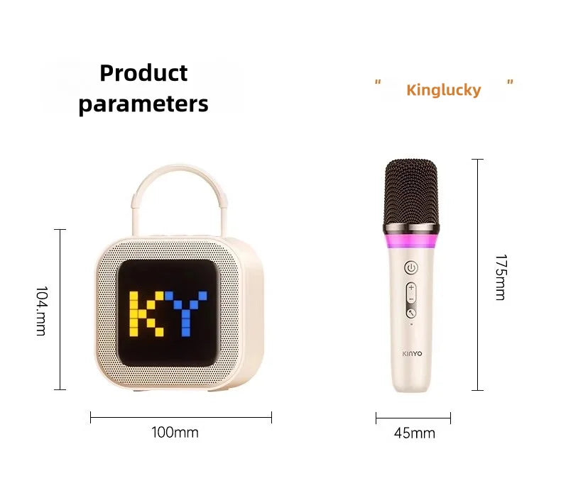 Kinglucky K26 Portable Karaoke Machine with Wireless Microphones for Home Family Fun and Children's Parties