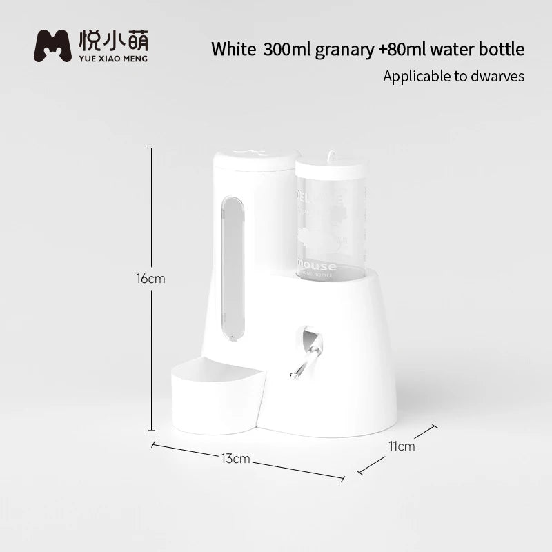 Hamster Water Feeder Small Animal Automatic Dispenser Drinking Water Bottle Bowls Dish with Food Container for Guinea Pig Rat