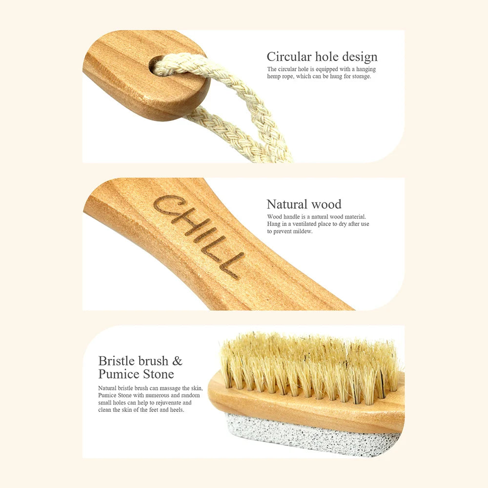 Natural Bamboo Foot File Callus Remover with Pumice Stone