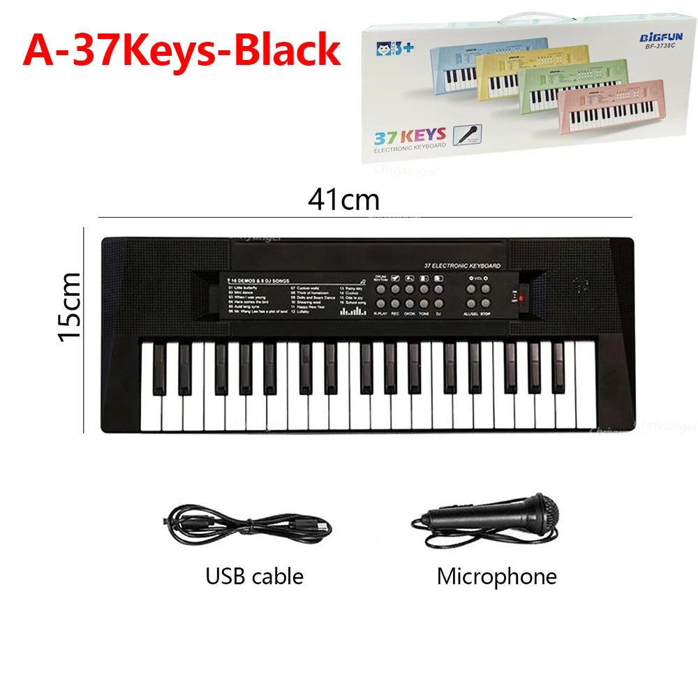 37 Keys Kids Electronic Piano Keyboard with Microphone Educational Musical Instrument for Boys and Girls