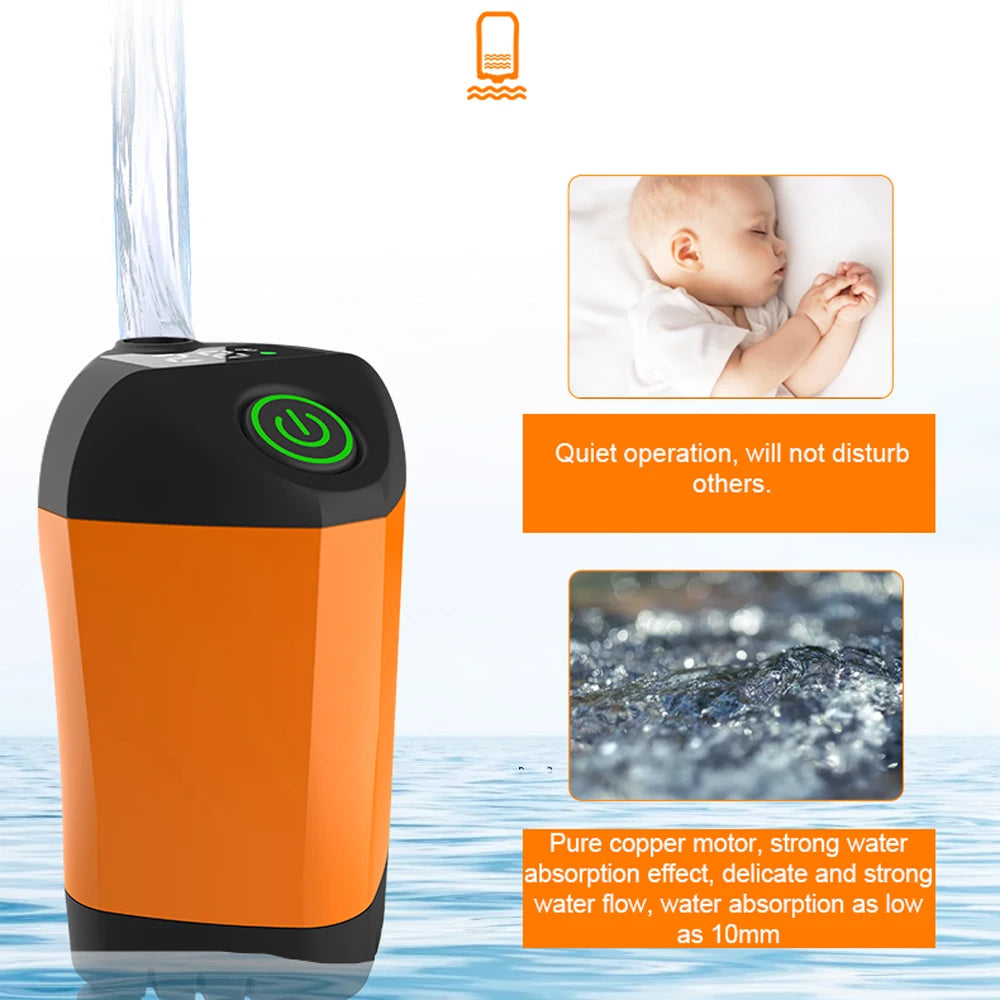 Outdoor Camping Shower IPX7 Waterproof Orange with Digital Display Portable Electric Shower Pump